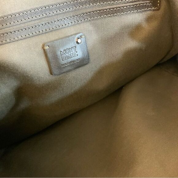 MONTBLANC  BROWN GRAY SIGNATURE BAG PVC LEATHER ITALY Excellent - Picture 7 of 16